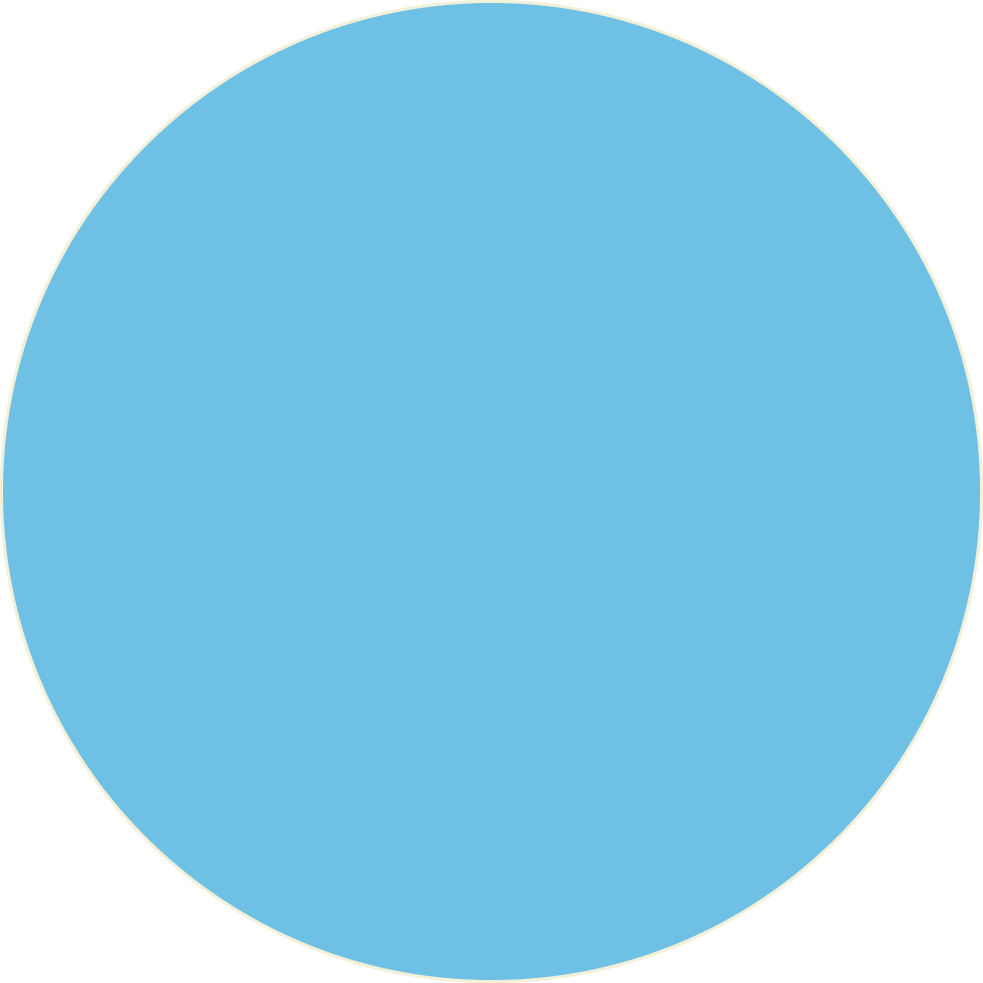 Un grand cercle bleu clair, ressemblant à l'emblème d'une association, est centré sur un fond blanc.