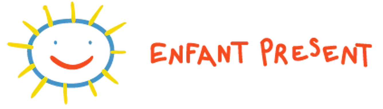 Cartoon sun with "ENFANT PRESENT" text.
